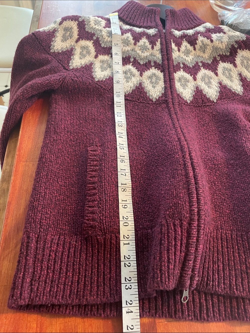 Eddie Bauer Maroon Zip-Up Nordic Turtleneck Sweater - Picture 4 of 4